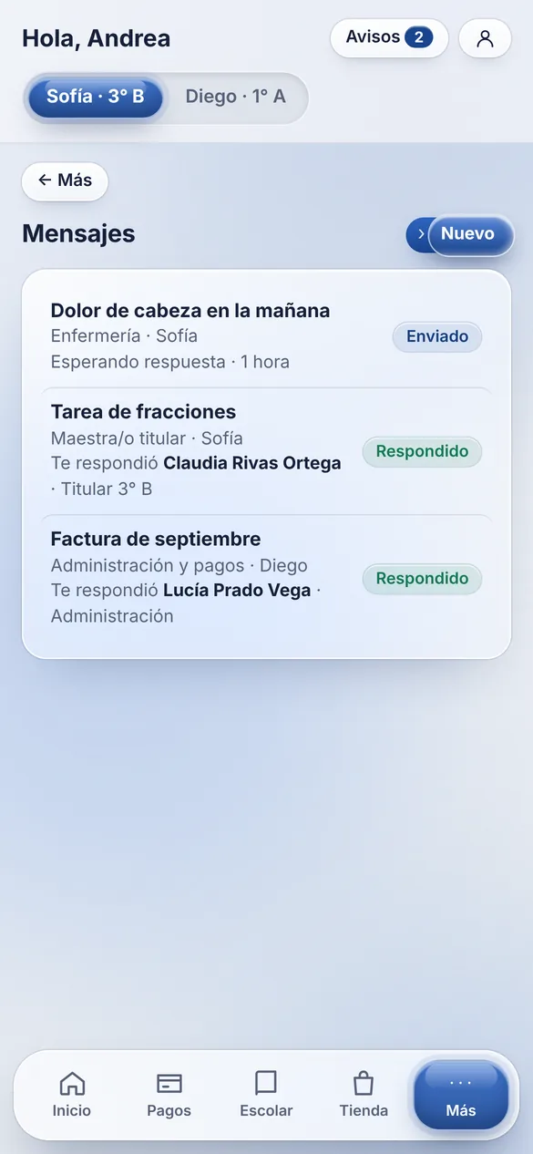 Mensajes con la escuela